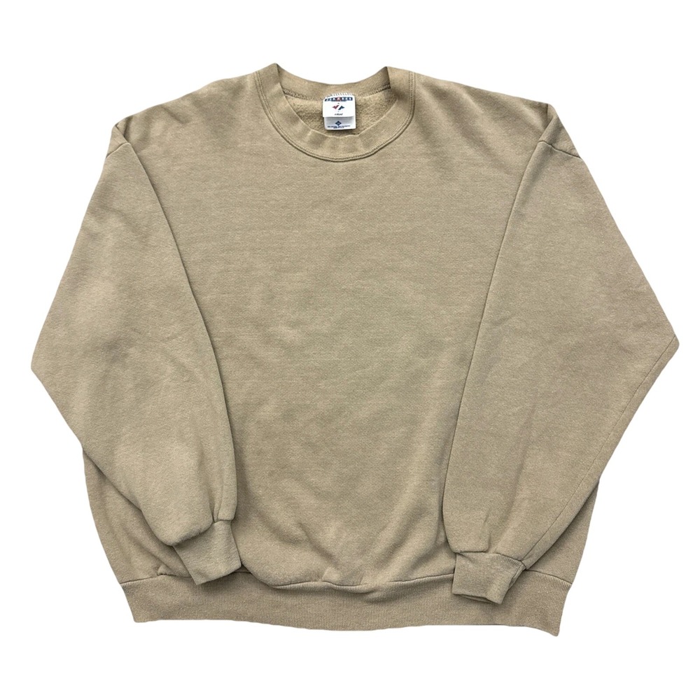 Vintage 90s Jerzees Tan Sand Blank Boxy Essential Baggy Crewneck Sweatshirt 3XL